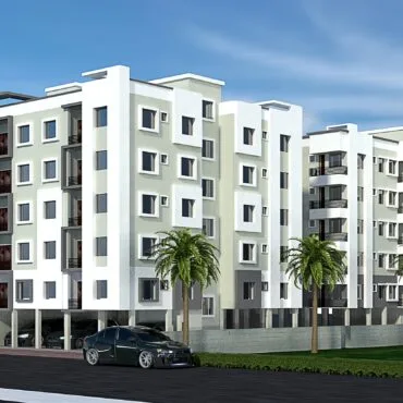 Modern multi-story apartment building with balconies